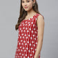 Ahalyaa Women Red & White Printed Pure Cotton Top | Swadesiicart