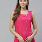 Ahalyaa Women Pink & Golden Printed Top | Swadesiicart