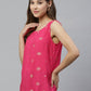 Ahalyaa Women Pink & Golden Printed Top | Swadesiicart