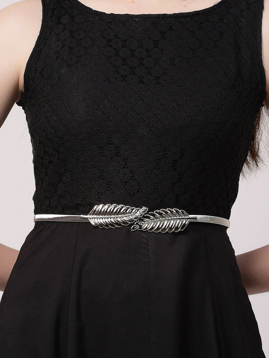 NVR Women Circular Silver Plated Stretchable Metal Belt | Swadesiicart