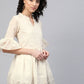 Ahalyaa Women Cream-Coloured Chanderi Ethnic Print Tunic | Swadesiicart