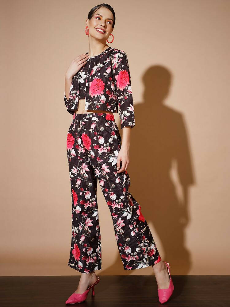 Myshka Women Black Printed Co-Ords - Swadesiicart