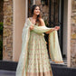 Prazu Fashion Light Lime Green Georgette Thread Sequin Anarkali Suit - Swadesiicart