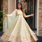 Prazu Fashion Light Lime Green Georgette Thread Sequin Anarkali Suit - Swadesiicart