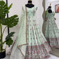Prazu Fashion Light Lime Green Georgette Thread Sequin Anarkali Suit - Swadesiicart