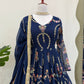 Prazu Fashion Blue Georgette Thread Sequin Anarkali Suit - Swadesiicart