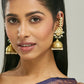 Nuyug 22K Gold-Plated Floral Jhumki Kundan Studded Kanauti Earrings | Swadesiicart