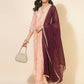 Janasya Women's Peach Georgette Foil Printed Festive Anarkali Kurta Set | Swadesiicart
