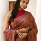 Joban Fashion Rouge Pink Crepe Chiffon Pure Handloom Banarasi Silk Saree | Swadesiicart