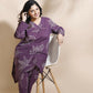Breathables Women’S Purple Cotton Abstract Print Loungewear Co-Ord Set – Long Kurta & Pants