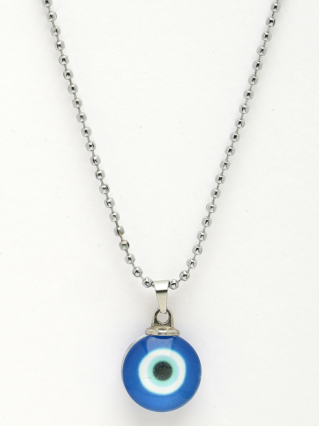 NVR Unisex Evil Eye Silver-Plated Stainless Steel Pendant with Chain - Swadesiicart
