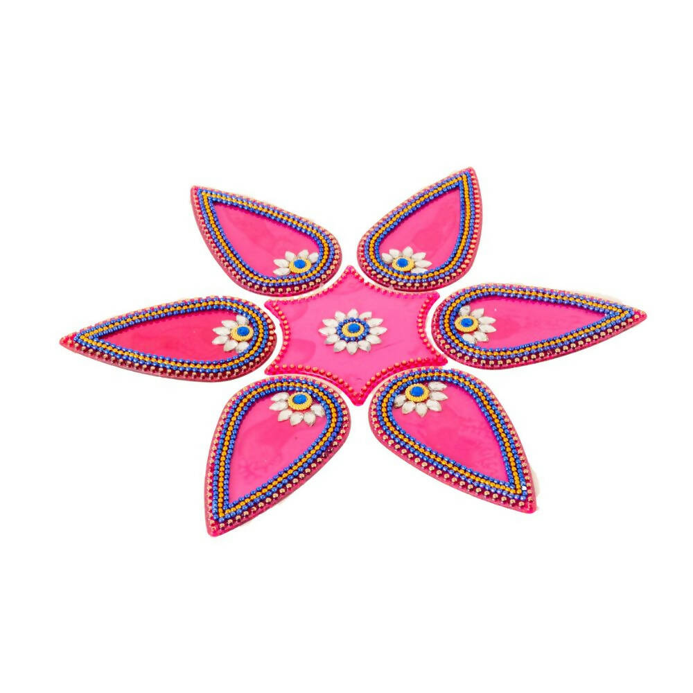 Kundan HandiKrafts Drop Rangoli Pink (Medium) - Swadesiicart