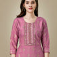 Jyoti Fashion Women's Purple Rayon Embroidered Kurta Pant Set | Swadesiicart