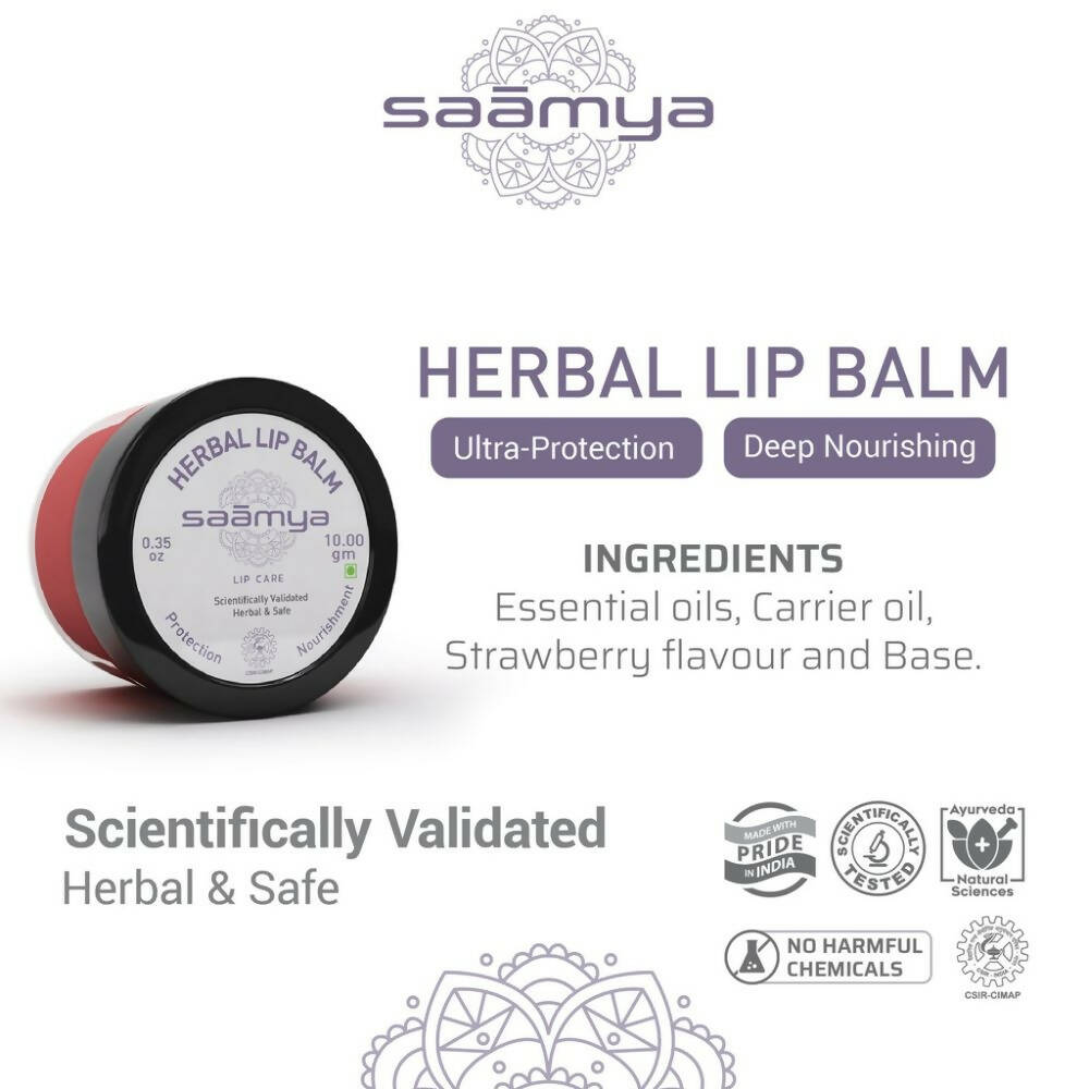 Saamya Deep Nurture Herbal Lip Balm - Strawberry - Swadesiicart