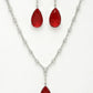 NVR Women's Silver-Plated Red Artificial Stones Studded Handcrafted Jewellery Set - Swadesiicart