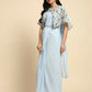 Blue Chiffon Solid Ready to wear Saree with stitched Blouse - Aayan | Swadesiicart