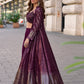 Aarshi Fashions Purple Heavy Georgette Full Stitched Indowestern Crop Top, palazzo & Shrug Set