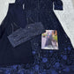 Aarshi Fashions Navy Blue Heavy Georgette Full Stitched Indowestern Crop Top, palazzo & Shrug Set