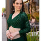 Aarshi Fashions Bottle Green Heavy Georgette Full Stitched Indowestern Crop Top, palazzo & Shrug Set