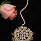 Gold Toned White Kundan Maang Tikka - Ruby Raang | Swadesiicart