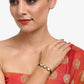 Women's Gold-Polished Black Beaded Kundan Mangalsutra Bracelet - Ruby Raang - Swadesiicart