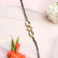 Women's Gold-Polished Black Beaded Kundan Mangalsutra Bracelet - Ruby Raang - Ruby Raang Studio