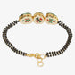 Women's Gold-Polished Black Beaded Kundan Mangalsutra Bracelet - Ruby Raang - Swadesiicart