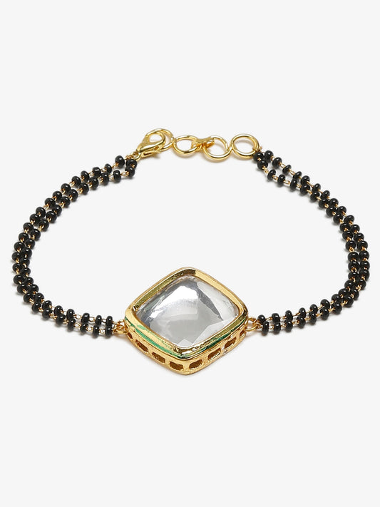 Black Kundan Mangalsutra Bracelet - Ruby Raang - Swadesiicart