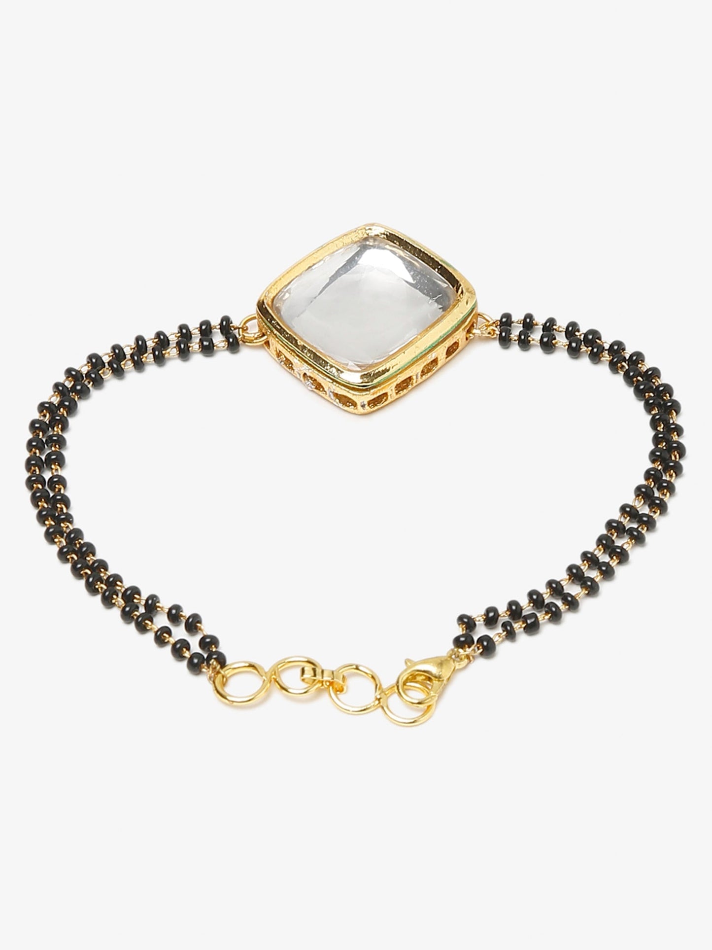 Black Kundan Mangalsutra Bracelet - Ruby Raang - Swadesiicart