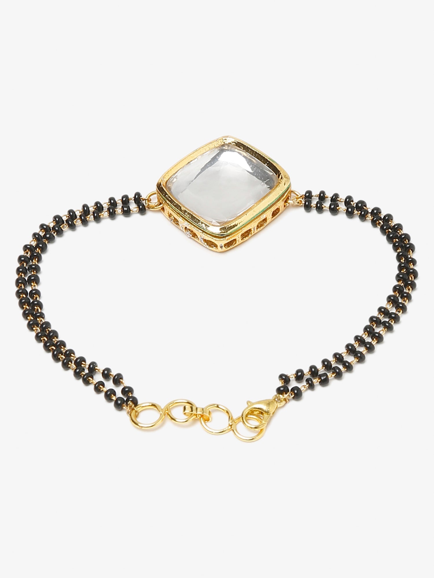 Black Kundan Mangalsutra Bracelet - Ruby Raang - Swadesiicart