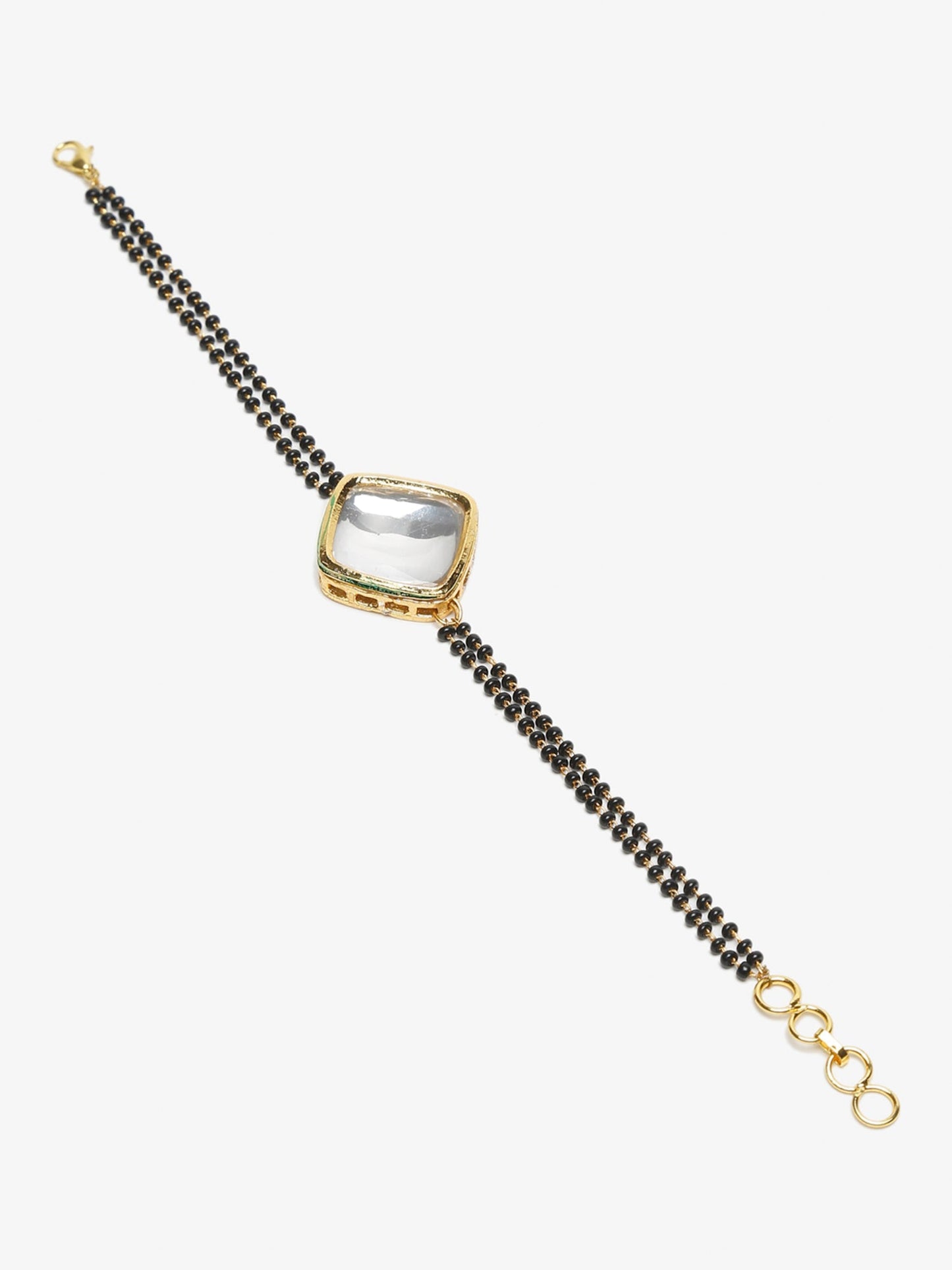 Black Kundan Mangalsutra Bracelet - Ruby Raang - Swadesiicart