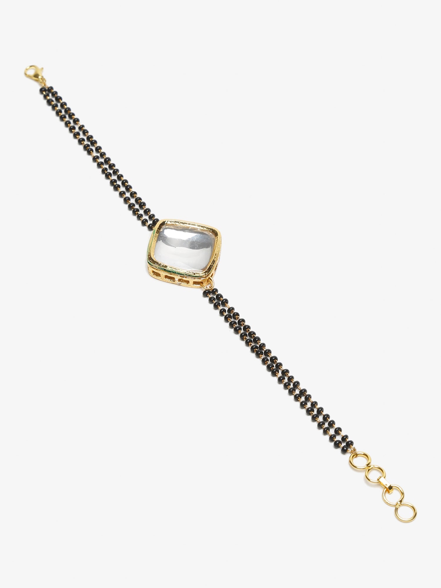 Black Kundan Mangalsutra Bracelet - Ruby Raang - Swadesiicart