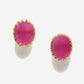 Maroon Gold-Toned Oval Studs Earrings - Ruby Raang - Swadesiicart