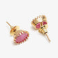 Maroon Gold-Toned Oval Studs Earrings - Ruby Raang - Swadesiicart