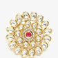 Women's Gold-Polished White Red Kundan-Studded Handcrafted Finger Ring - Ruby Raang | Swadesiicart