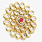 Women's Gold-Polished White Red Kundan-Studded Handcrafted Finger Ring - Ruby Raang | Swadesiicart