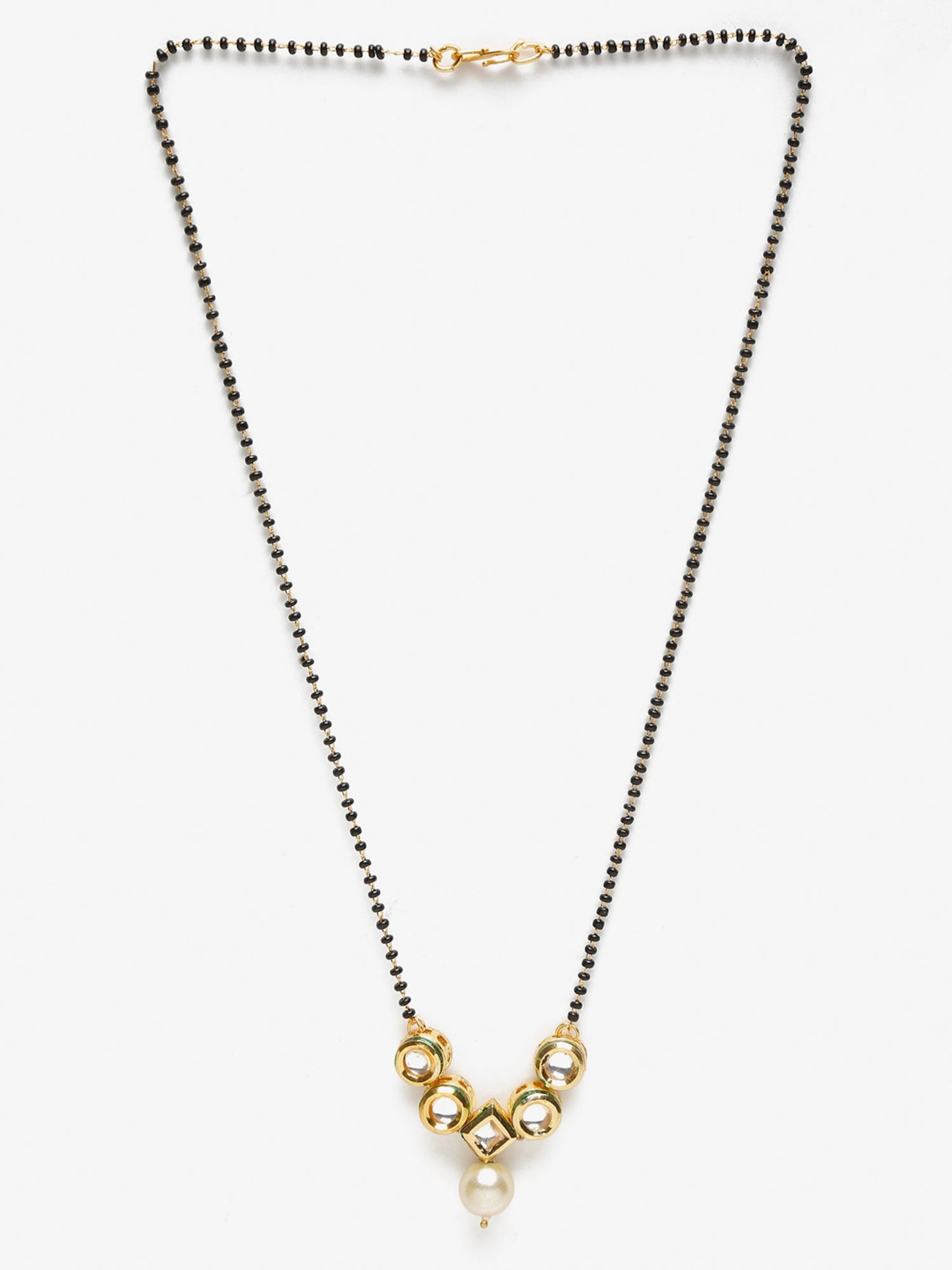 Black White Kundan Studded Mangalsutra - Ruby Raang | Swadesiicart