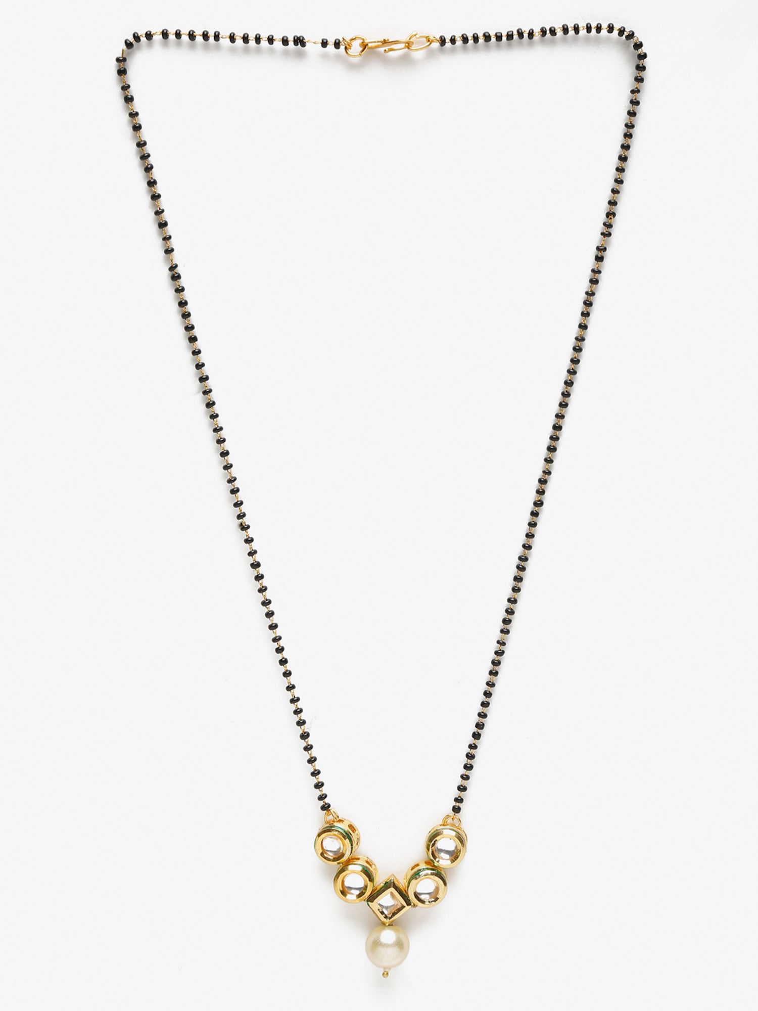 Black White Kundan Studded Mangalsutra - Ruby Raang | Swadesiicart