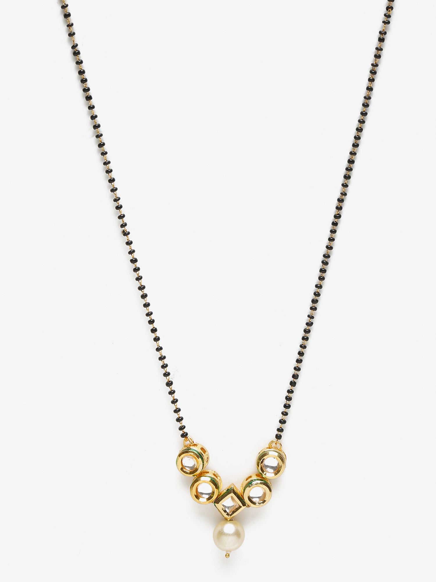 Black White Kundan Studded Mangalsutra - Ruby Raang | Swadesiicart