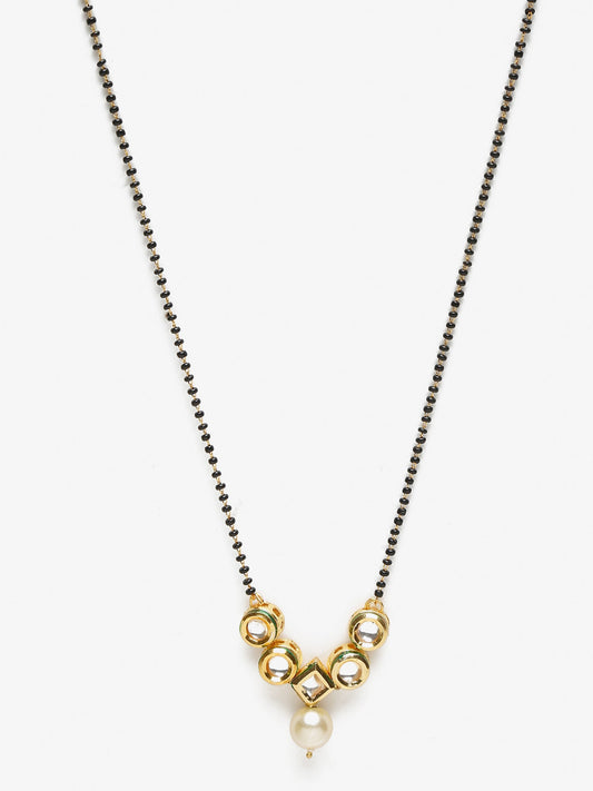 Black White Kundan Studded Mangalsutra - Ruby Raang | Swadesiicart