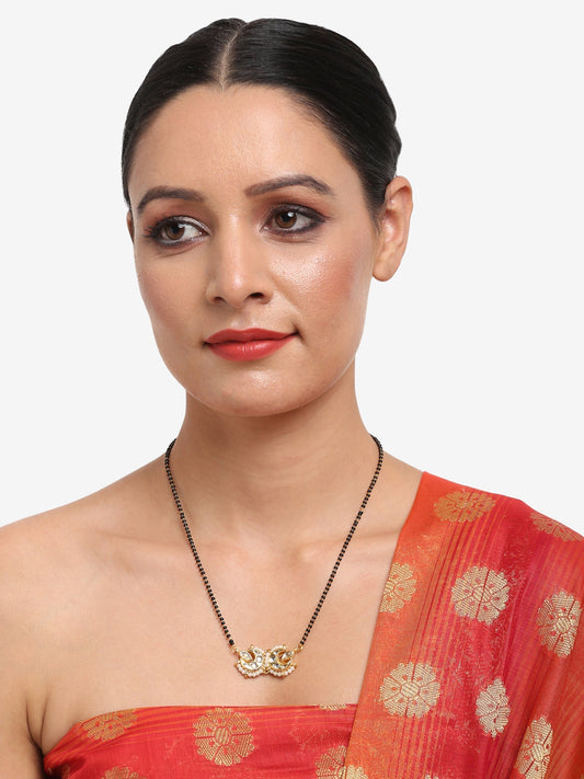 Gold-Polished Kundan Mangalsutra - Ruby Raang | Swadesiicart