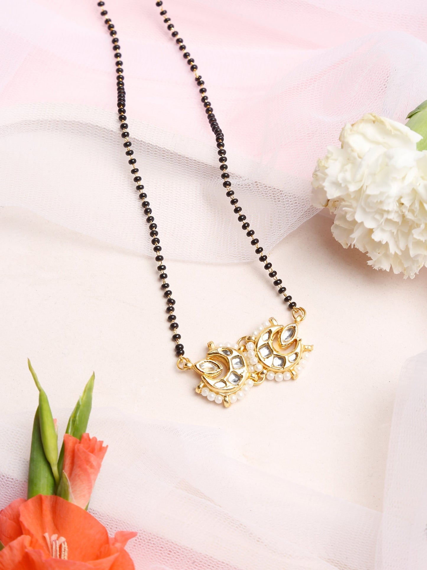 Gold-Polished Kundan Mangalsutra - Ruby Raang | Swadesiicart