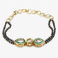 Black Gold-Polished Kundan Bracelet Mangalsutra - Ruby Raang - Swadesiicart