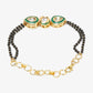 Black Gold-Polished Kundan Bracelet Mangalsutra - Ruby Raang - Swadesiicart