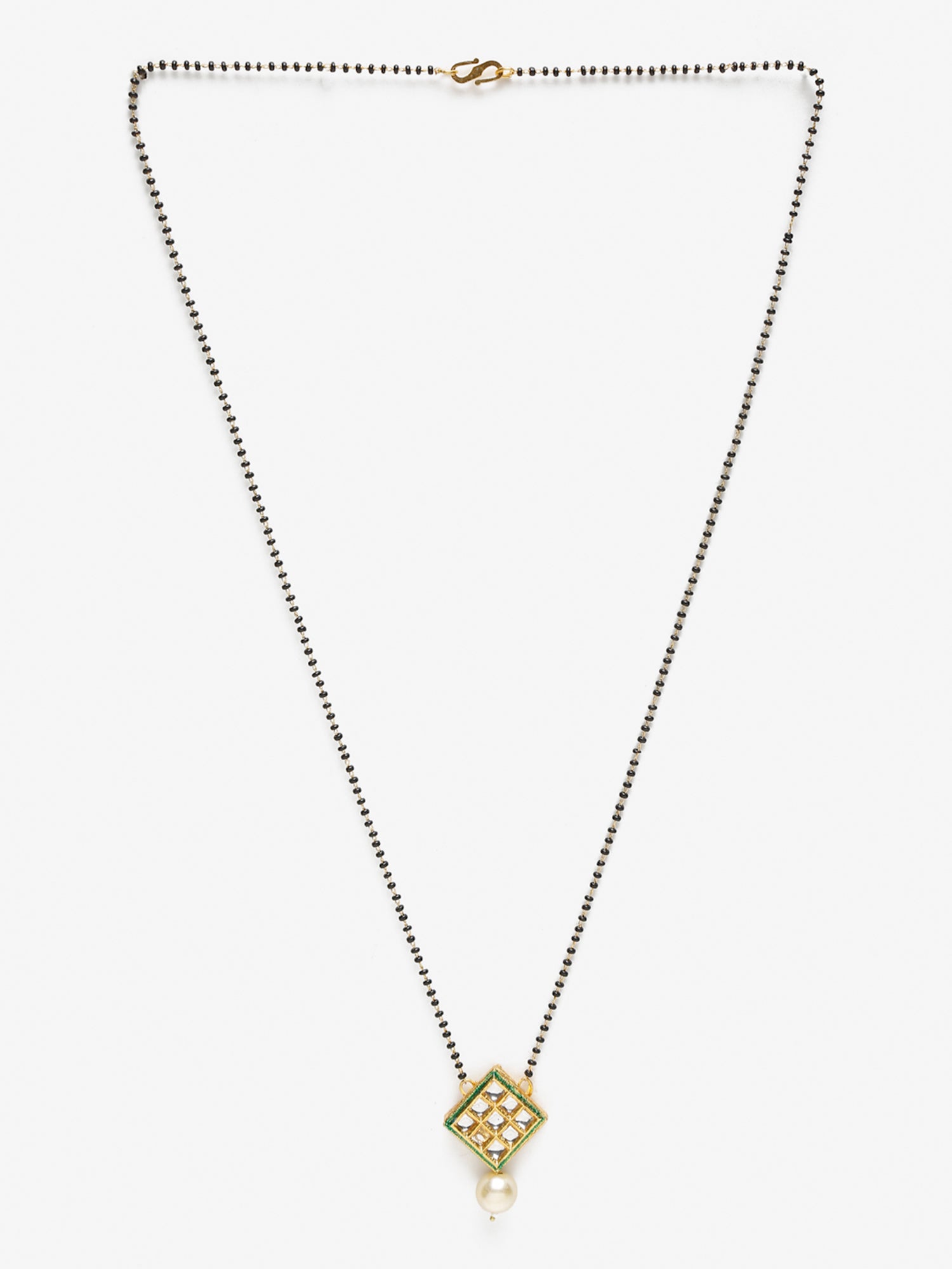 Women's Gold-Polished Black Beaded Mangalsutra - Ruby Raang | Swadesiicart