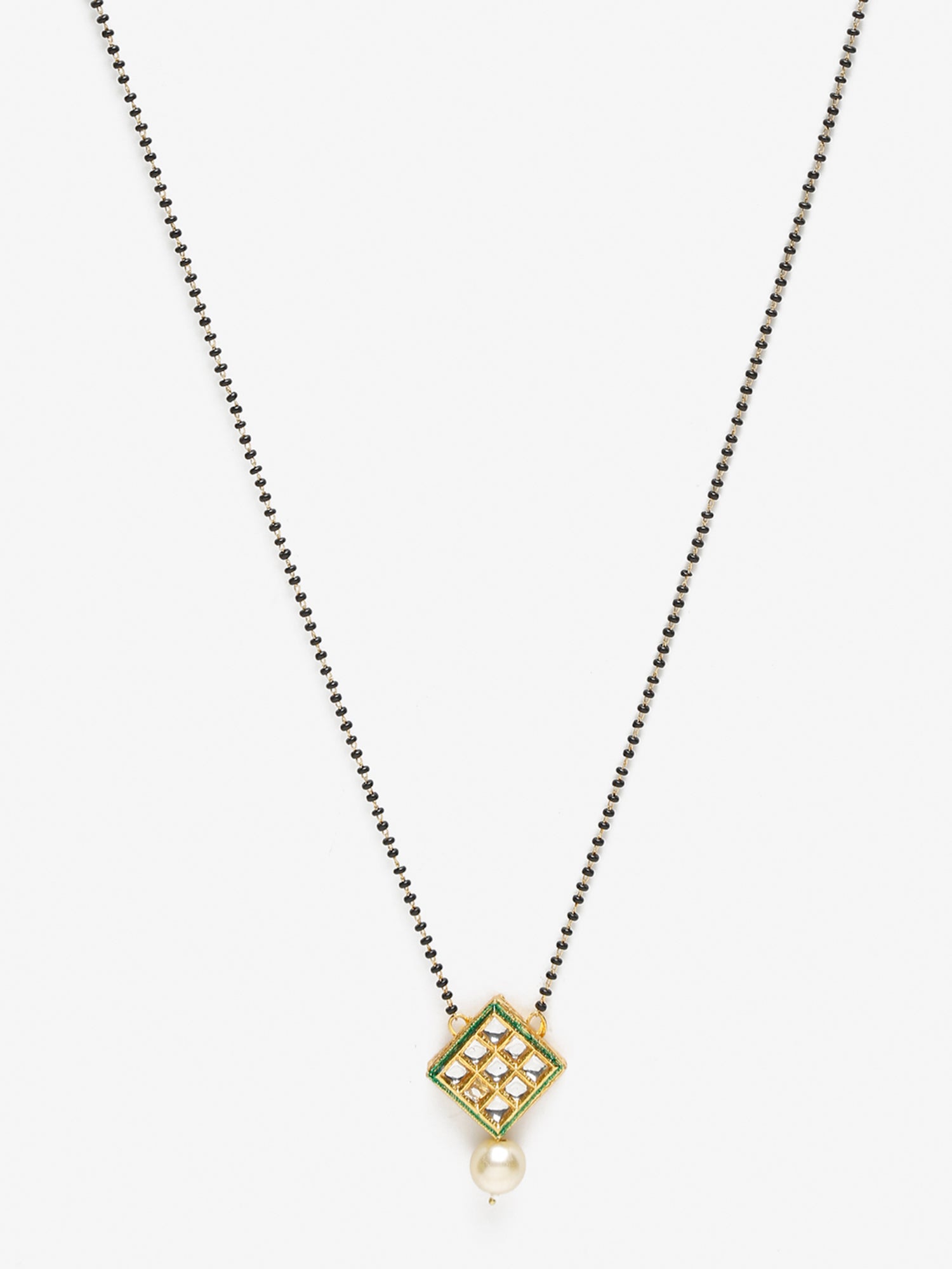 Women's Gold-Polished Black Beaded Mangalsutra - Ruby Raang | Swadesiicart