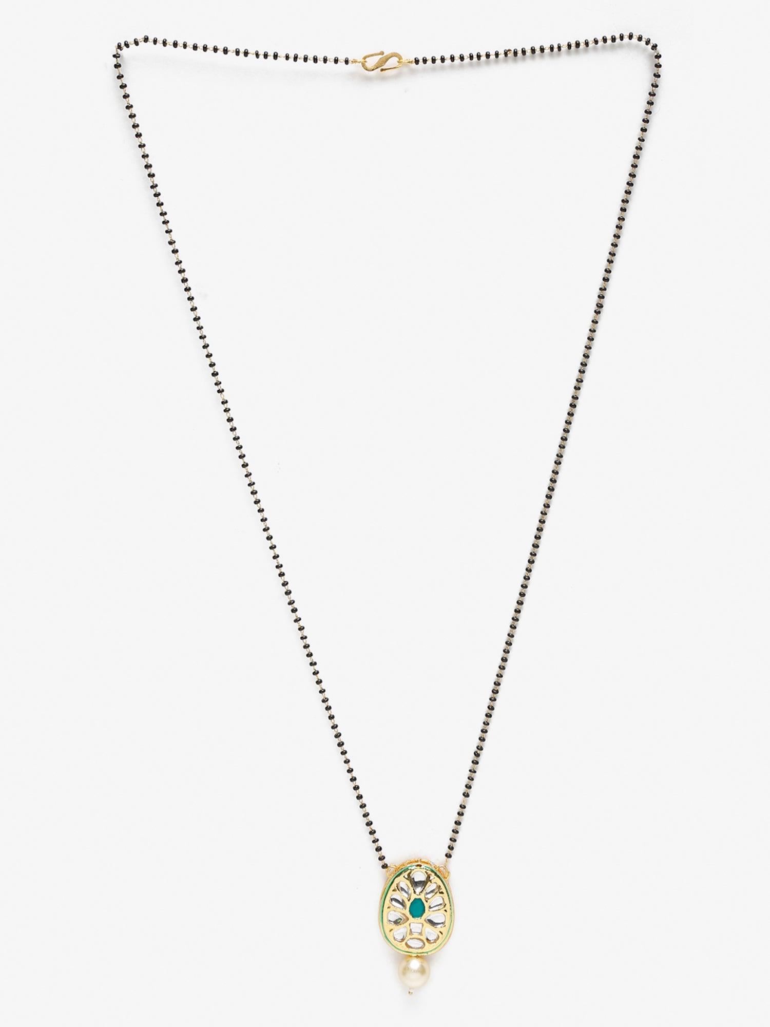 Black Gold-Polished Kundan Mangalsutra - Ruby Raang | Swadesiicart