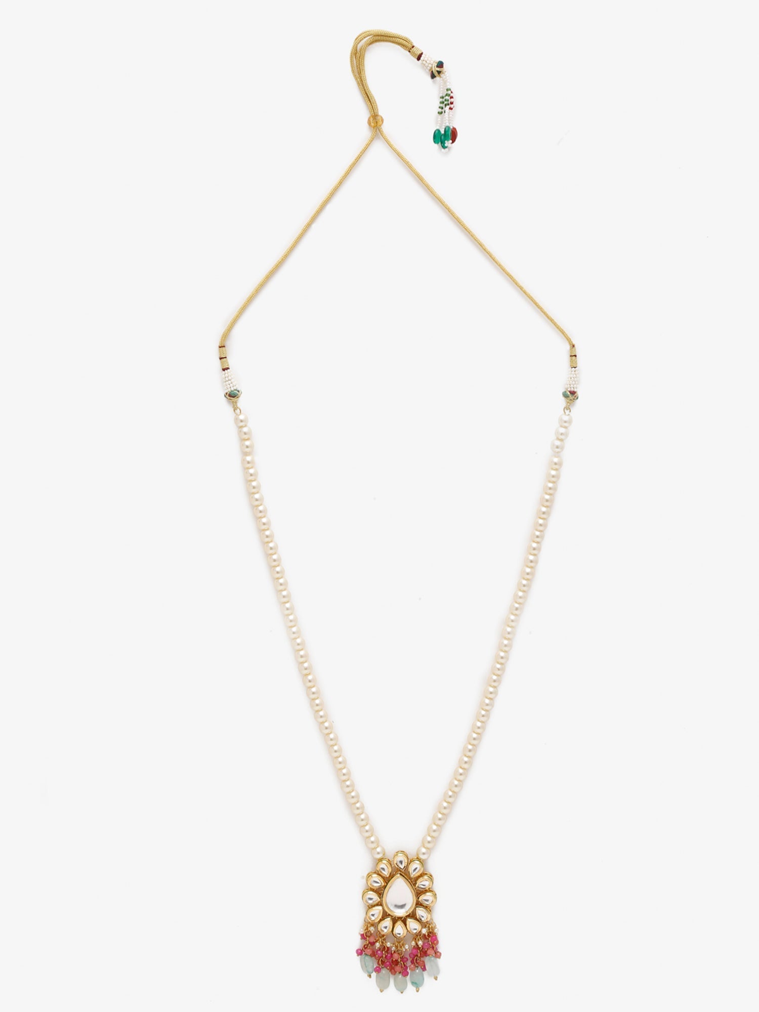 Gold-Toned Pink Gold-Polished Handcrafted Necklace - Ruby Raang | Swadesiicart