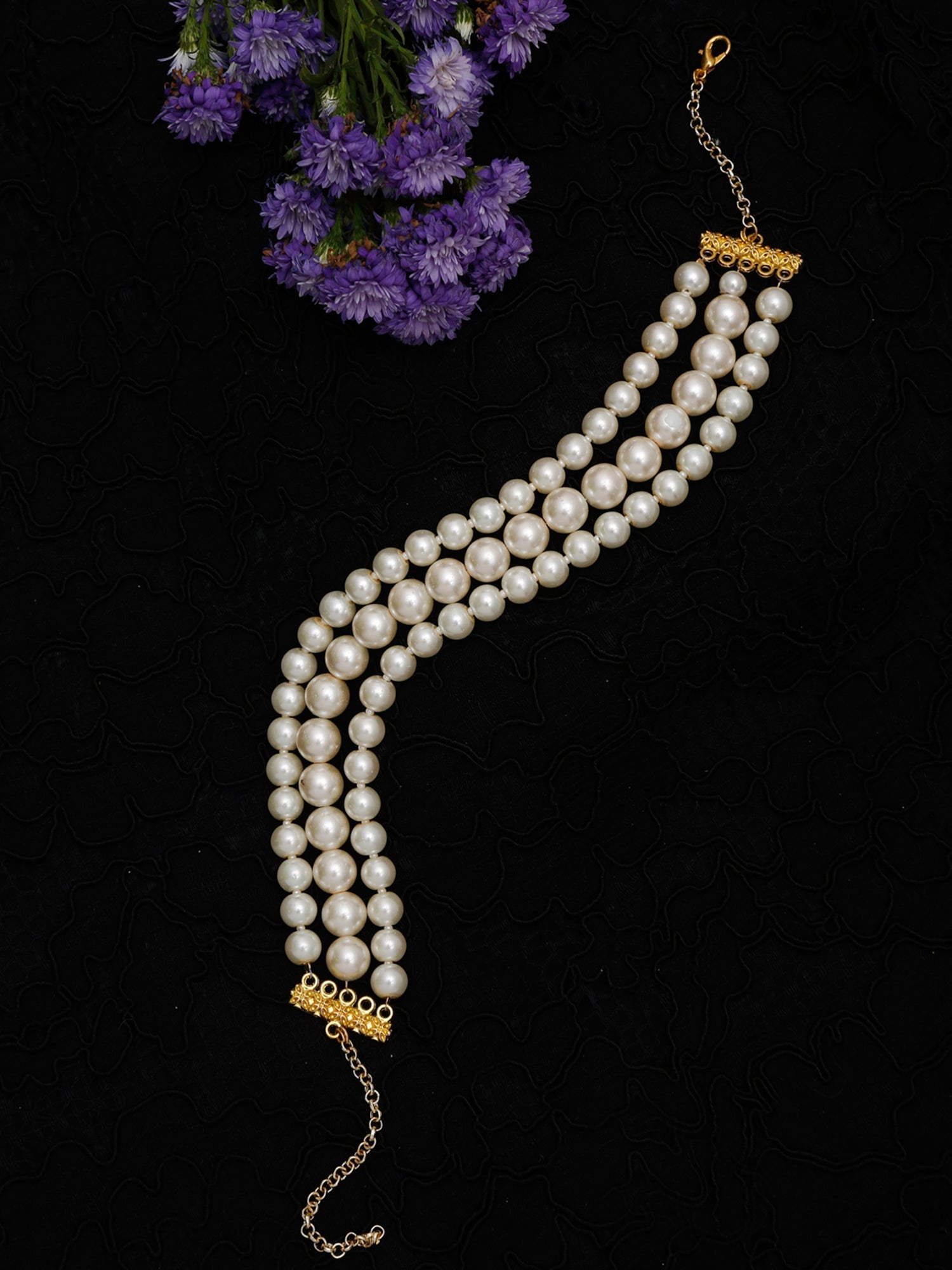Gold-Toned White Gold-Polished Handcrafted Necklace - Ruby Raang | Swadesiicart