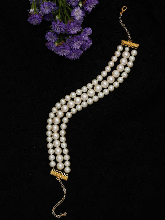 Gold-Toned White Gold-Polished Handcrafted Necklace - Ruby Raang | Swadesiicart